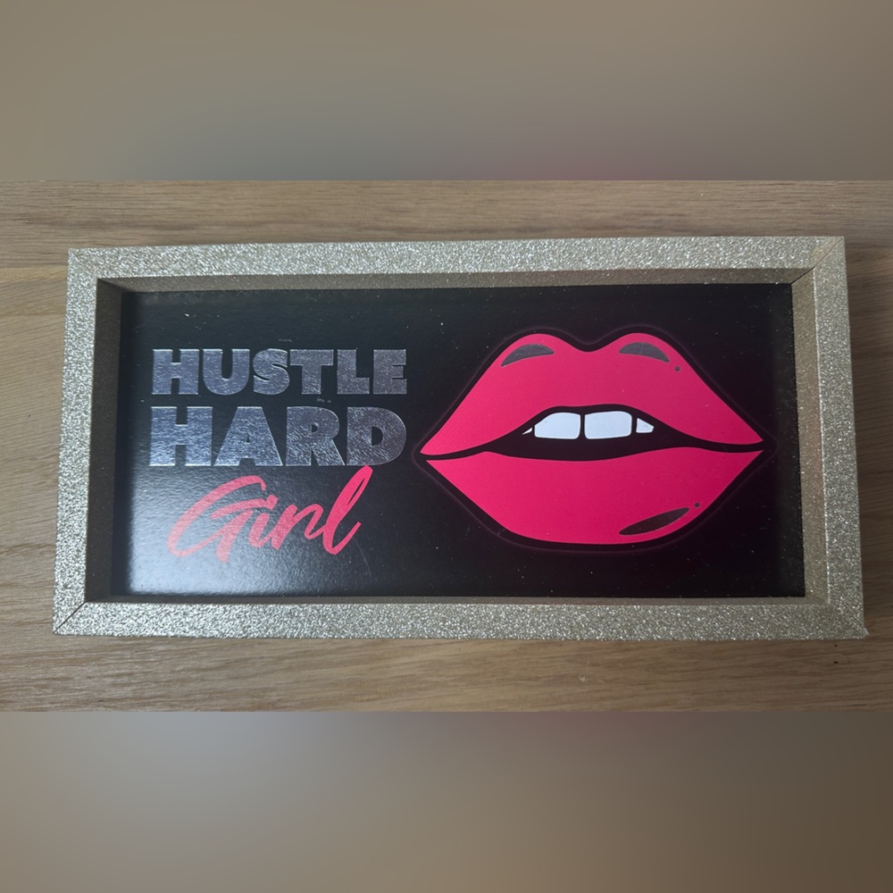 Hustle Hard Wall Art with Pink Lips